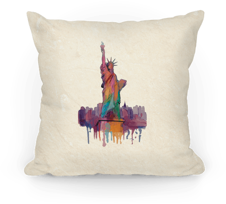 Statue Of Liberty Watercolor Pillow - Statue Of Liberty (484x484), Png Download