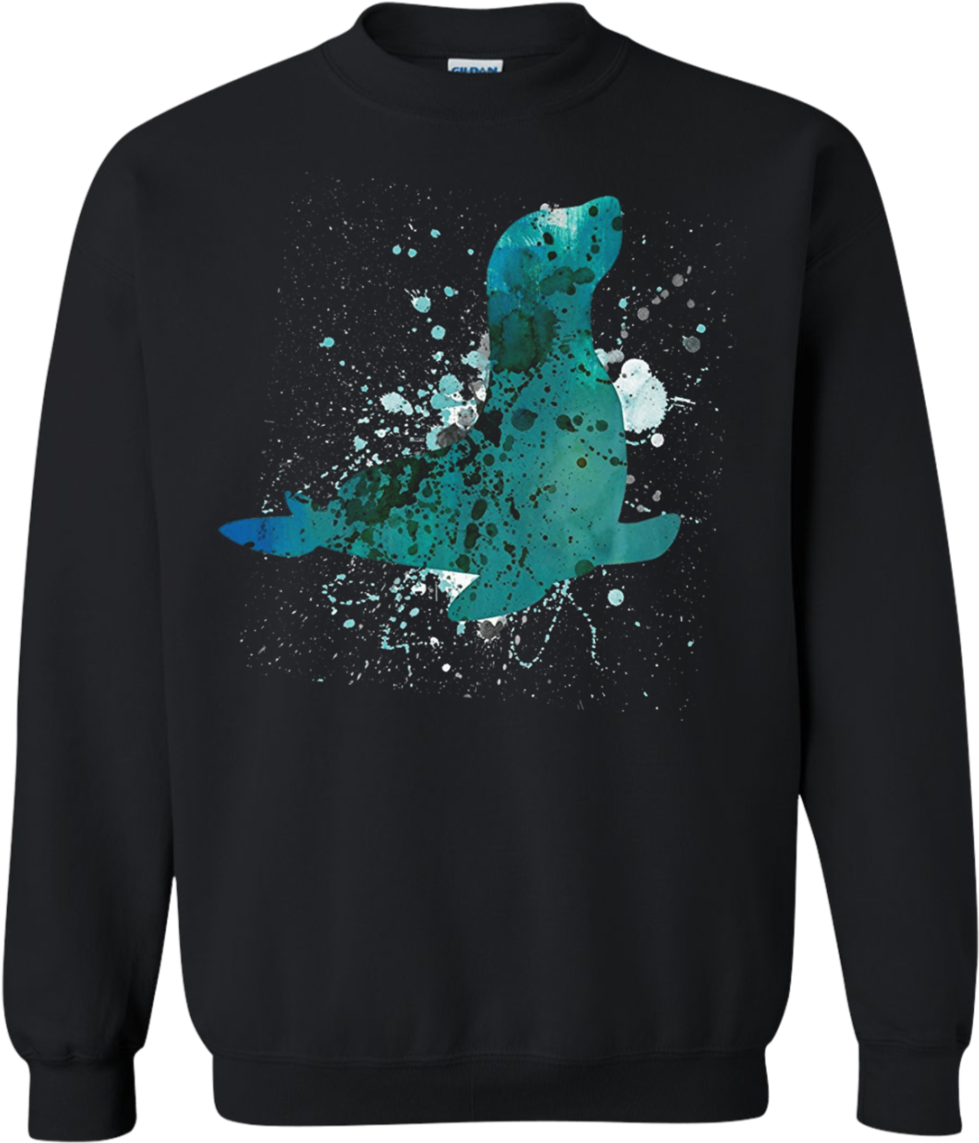 Sea Lion Watercolor T Shirt Hoodie Sweater - Christmas Jumper (1155x1155), Png Download
