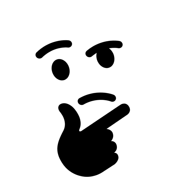 Thinking Emoji Hand Png Clip Art Library - Black And White Think (613x613), Png Download