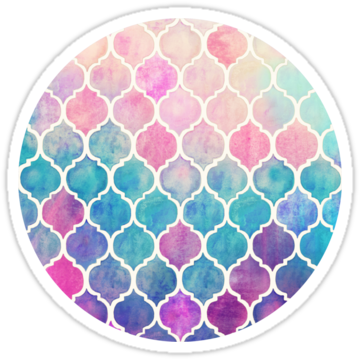 Rainbow Pastel Watercolor Moroccan Pattern By Micklyn - Moroccan Pattern Watercolor (375x360), Png Download