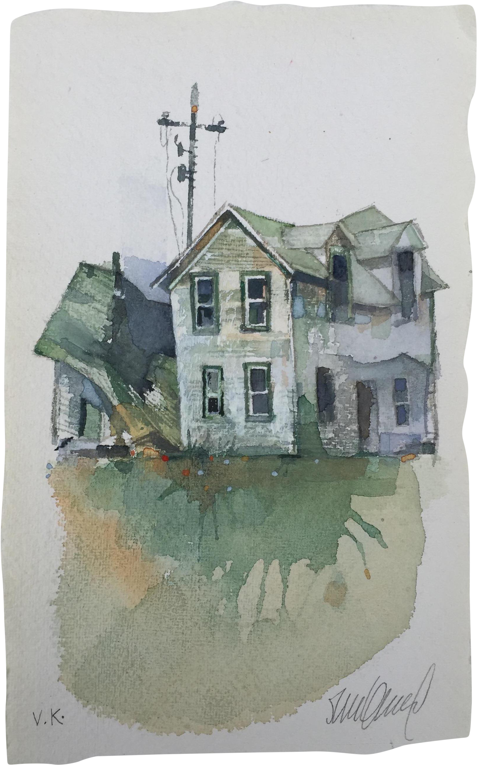 Dakota Original Painting Chairish - Watercolor Painting (2151x3105), Png Download