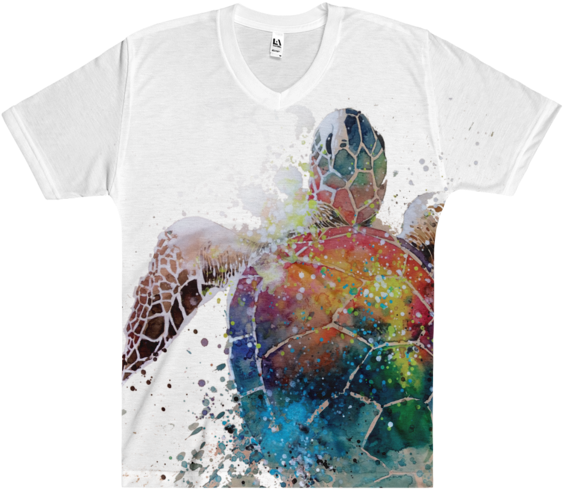 Men's V Neck T Shirt - Art Watercolor Turtle Notebook: Notebook / Journal (600x600), Png Download