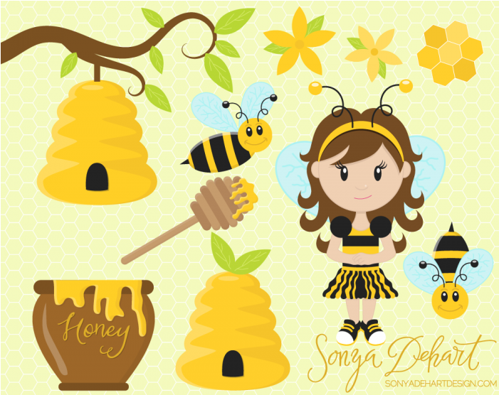Clip Art Bee Girl - Clipart Of Honey Comb (700x700), Png Download