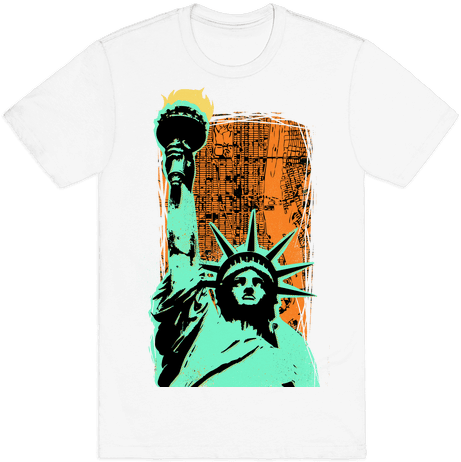 Liberty In The City Mens T-shirt - Statue Of Liberty (484x484), Png Download