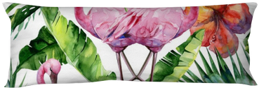 Watercolor Illustration Of Tropical Pink Flamingo Bird - Watercolor Painting (400x400), Png Download