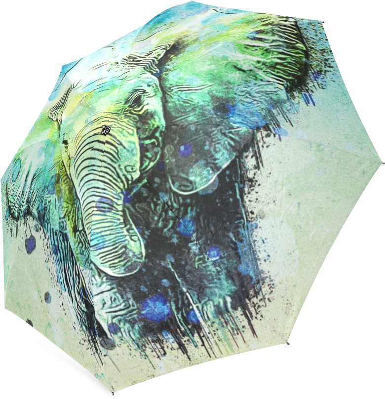Watercolor Elephant Foldable Umbrella - Watercolor Elephant Watercolor Elephant Oval Ornament (1000x1000), Png Download