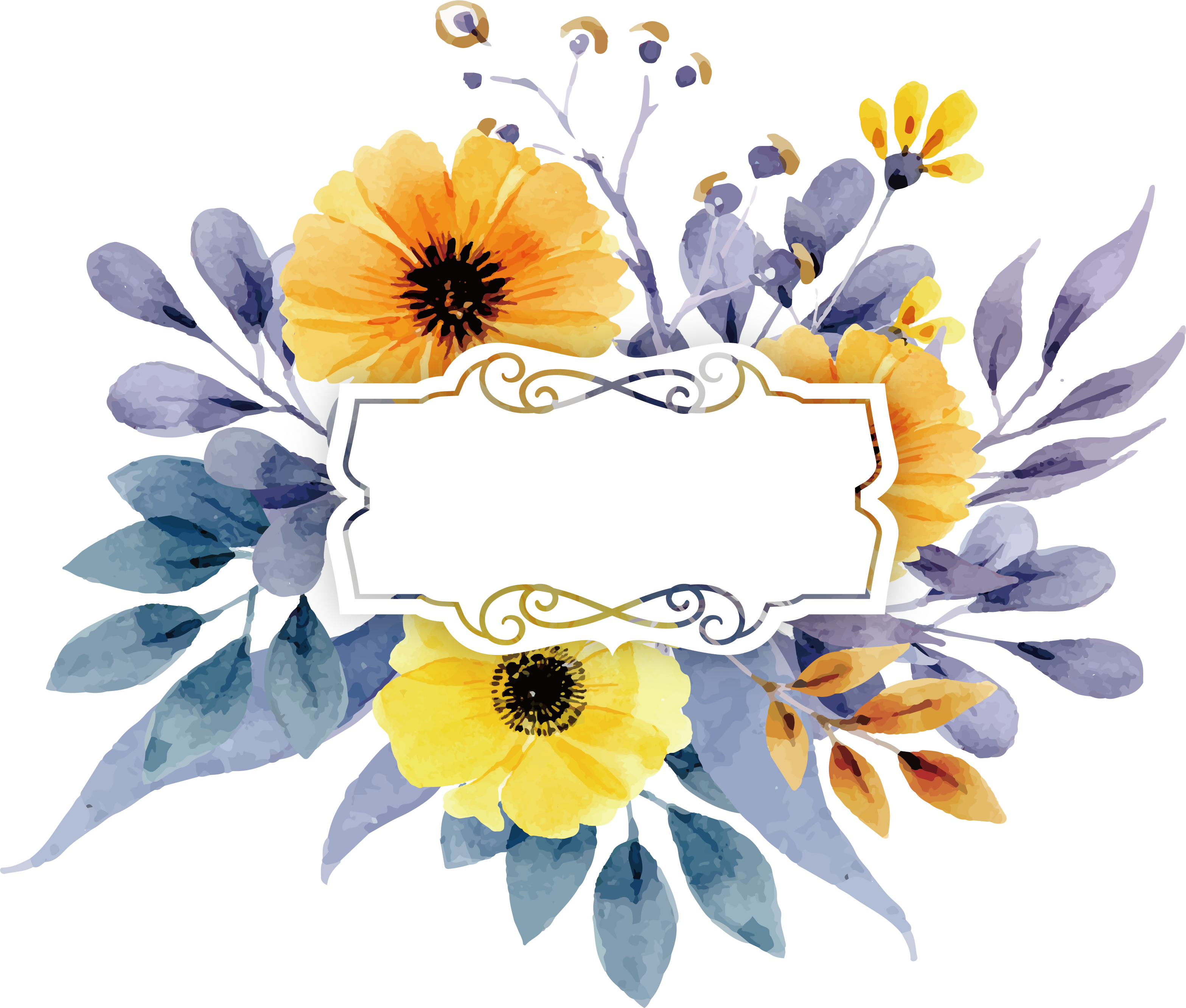 Sunflower - Yellow Flower Watercolor Png (3135x2667), Png Download