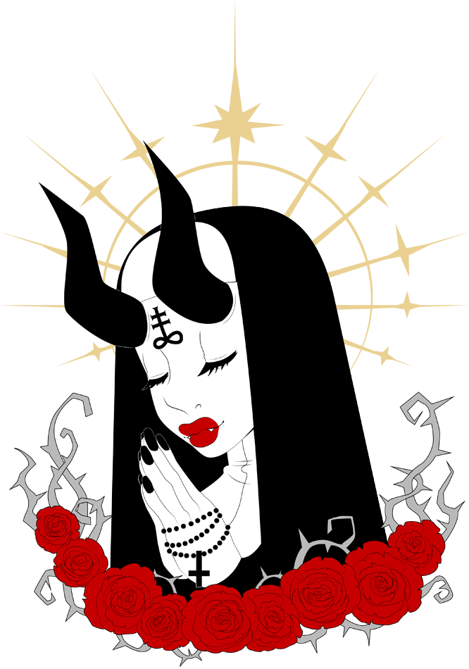 Clip Freeuse Devil Vector Satanic - Satanic Nun Drawings (666x950), Png Download