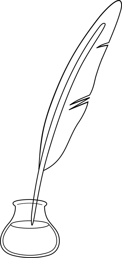 Quill Pen Clip Art - White Pen Outline Png (260x550), Png Download