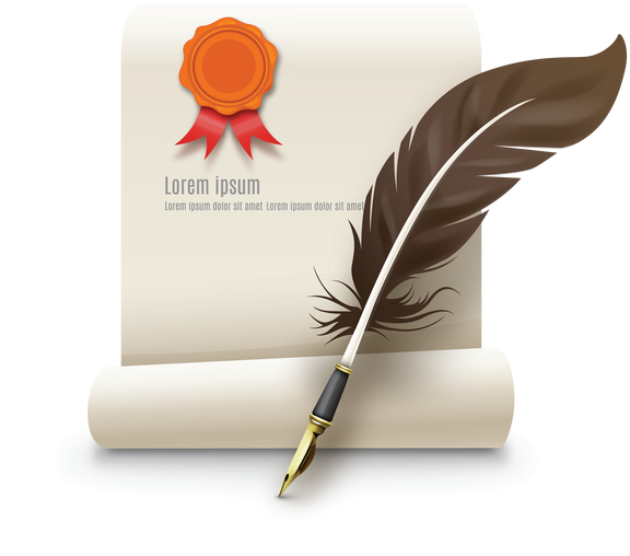 Contract And Quill Pen - Contract Feather Pen (600x600), Png Download
