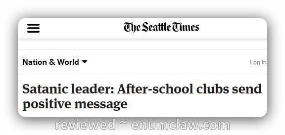 Kindergarten Satan Club Of Seattle - Seattle Times (576x273), Png Download