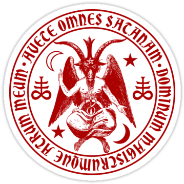 Baphomet & Satanic Crosses With Latin Hail Satan Inscription - Stickers Baphomet (375x360), Png Download