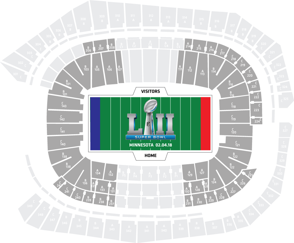 Super Bowl 2018 Seating Chart (947x784), Png Download