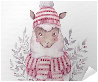 Watercolor Vector Alpaca Illustration - Christmas Watercolor Image Illustration (400x400), Png Download