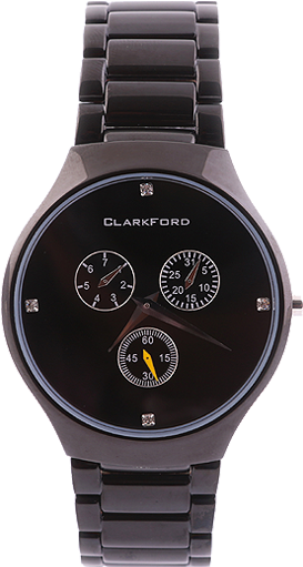 Clarkford Round Dial Chain Watch Black - Watch (475x510), Png Download