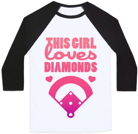 This Girl Loves Diamonds Baseball Tee - Ace Pride Gifts (484x484), Png Download