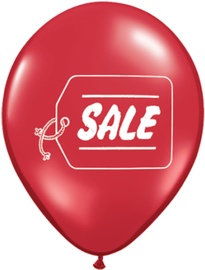 Qualatex Printed Latex 25/11" Sale Tag - 28cm Sale Standard Red/white Ink Balloons - 50pk (400x388), Png Download