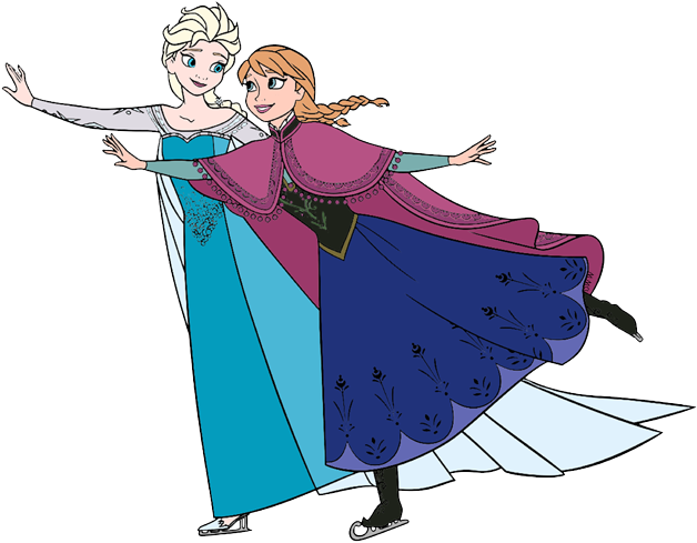 Elsa Anna, Elsa Skating - Anna Elsa Skating Clipart (628x489), Png Download