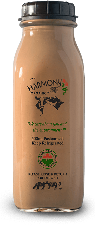 Organic Chocolate Milk 500ml Glass Bottle - Harmony Organic (370x847), Png Download