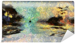 Vivid Swirling Painting Of Islands Sunset Or Sunrise - Painting (400x400), Png Download