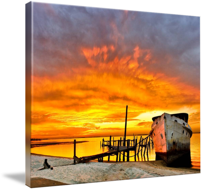 - Uy-8 - Sailboat, Sunrise - Gallery-wrapped Canvas Art Print 46 X 36 Entitled Old (650x609), Png Download