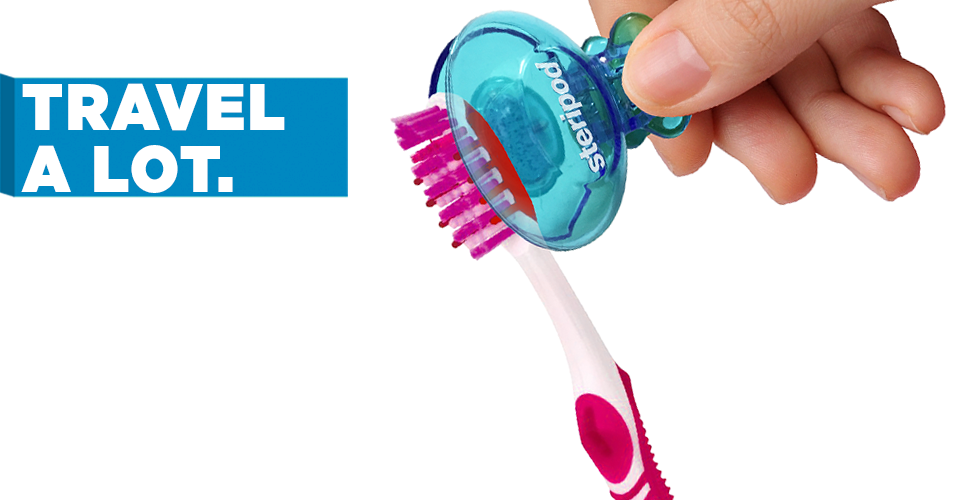 Steripod Clip-on Toothbrush Protector (2 Pack Pink (970x500), Png Download
