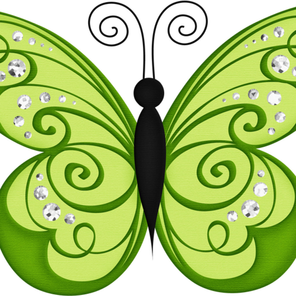 Green Butterfly Clip Art Borboletas Joaninhas E Etc (1024x1024), Png Download