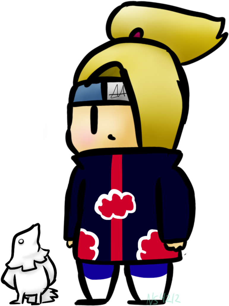 Smol Deidara With Birb - Cartoon (777x1029), Png Download