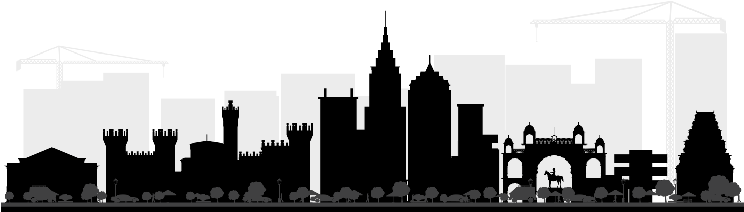 Bengaluru - Silhouette Bangalore Skyline (1473x429), Png Download