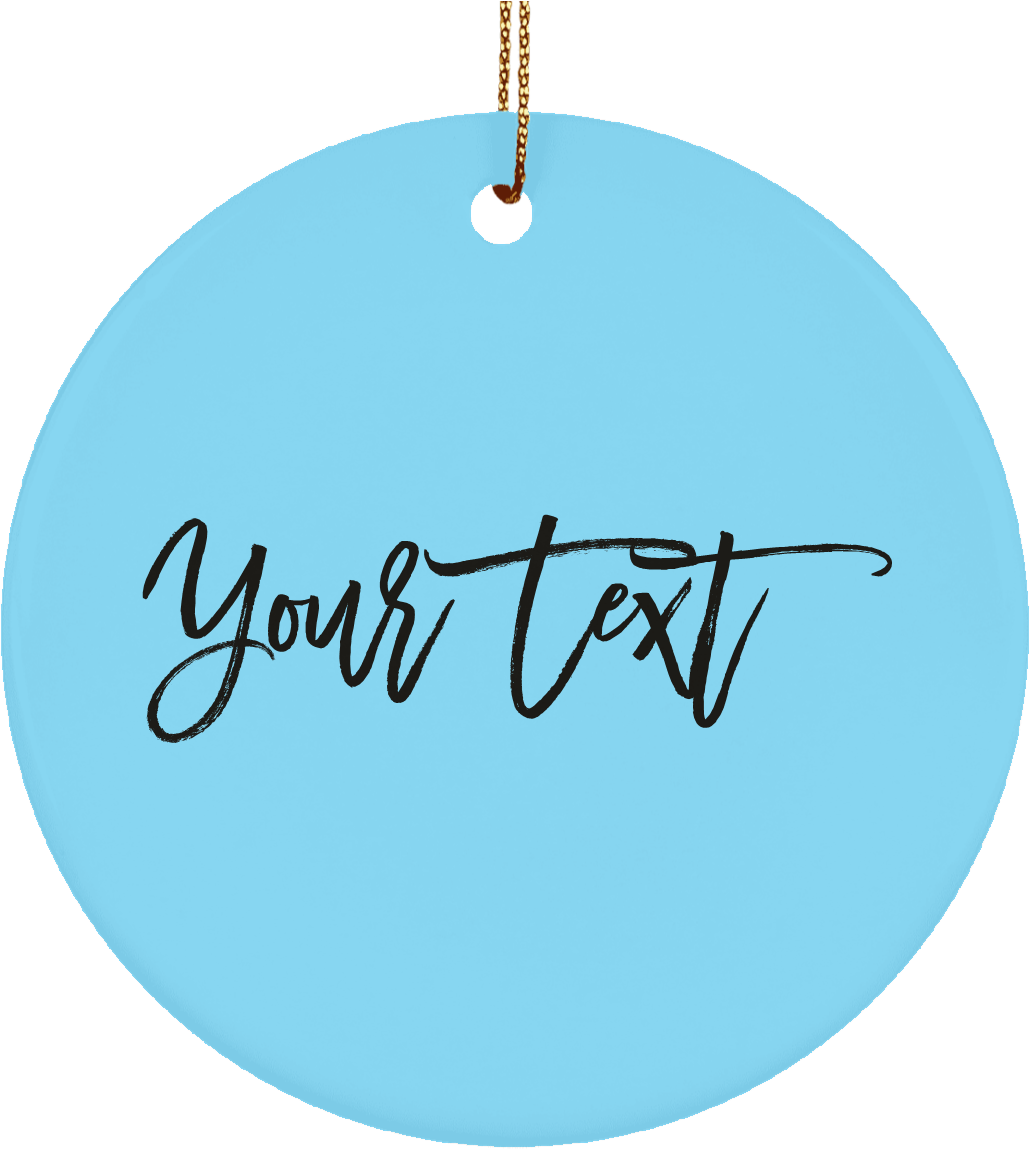 Personalized Fancy Font Black Ceramic Circle Ornament - Calligraphy (1155x1155), Png Download