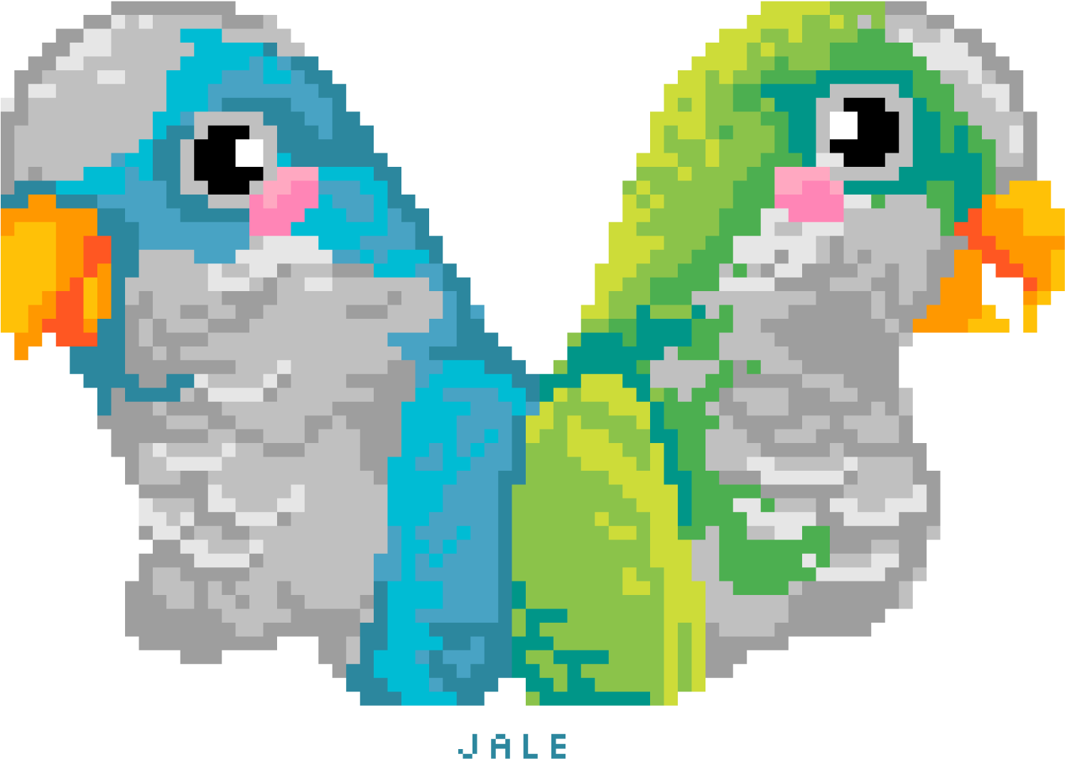 Pixel Quaker Parrots By Jale Soysal My - Pixel Quaker Parrot (1946x1946), Png Download