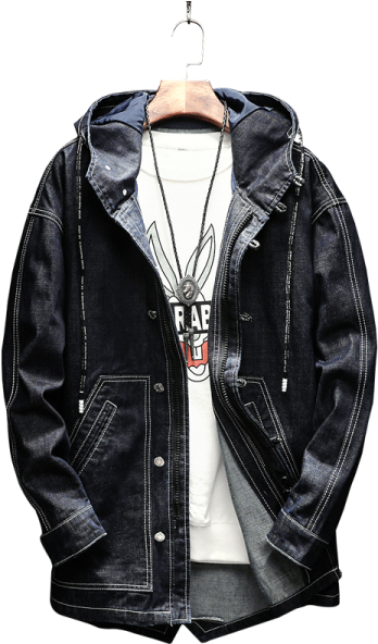 2018 New Long Denim Jacket Men Holes Mens Jean Jackets - Jacket (600x800), Png Download