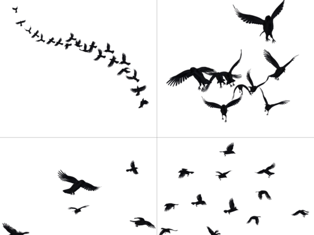 Doraemon Clipart Silhouette - Crows Flying Clip Art (640x480), Png Download