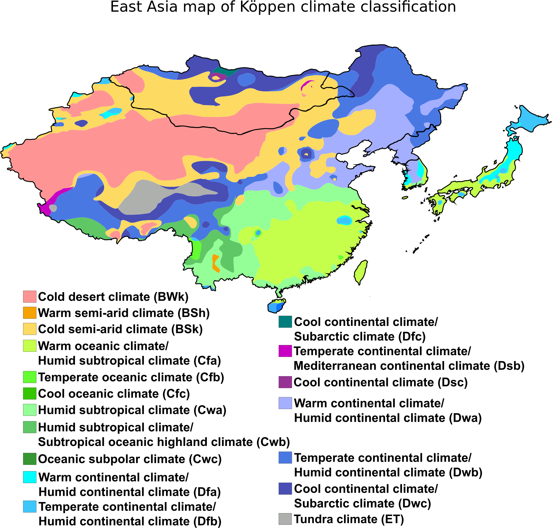 East Asia Map Of Köppen Climate Classification East - Climate Map (1900x1900), Png Download