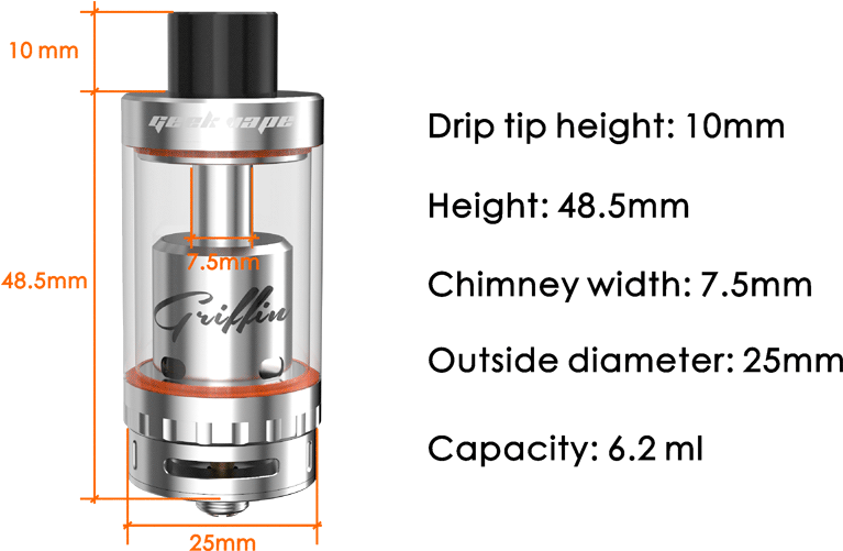 Chimney Vapetrotter Global Vaping Wiki - Geekvape Griffin 25 (789x500), Png Download
