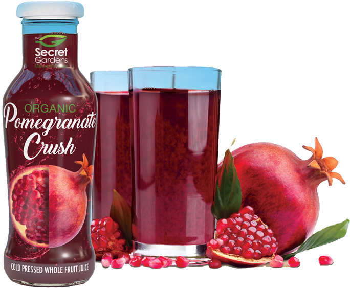 Secret Gardens Organic Pomegranate Crush Is 100% Pure - Pomegranate Juice (700x592), Png Download