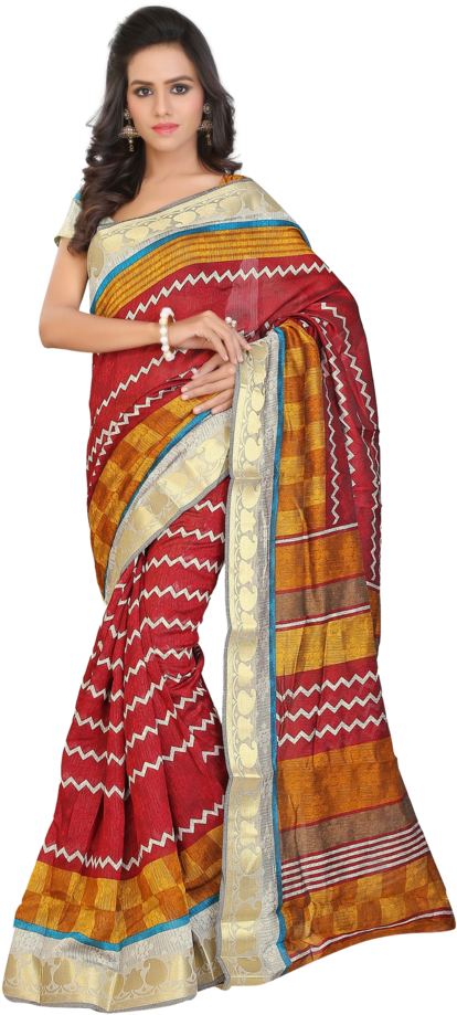 Women Art Silk Saree - Silk (640x960), Png Download