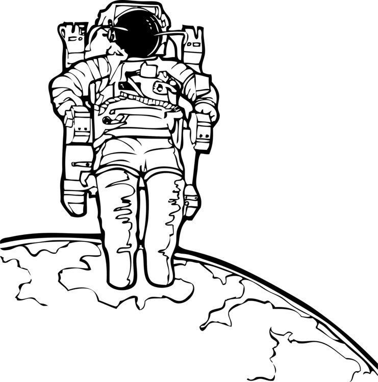 All Photo Png Clipart - Astronaut Black And White Clipart (741x750), Png Download