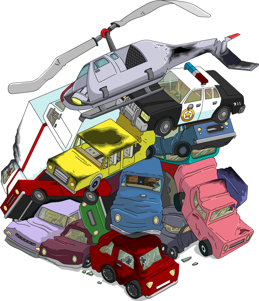Vehicle Pileup - Simpsons Tapped Out Cars (911x1056), Png Download