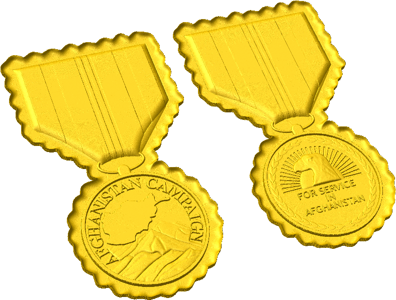 Afghanistan Campaign Medal Style C - Gold Medal (799x619), Png Download
