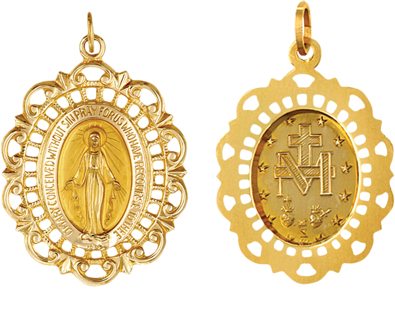 14k Gold Oval Miraculous Medallion In Filigree Frame (1500x1500), Png Download
