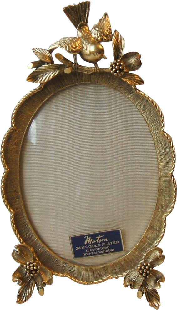 Vintage Matson Vanity Gold Plated Oval Photo Frame - Mirror (989x989), Png Download