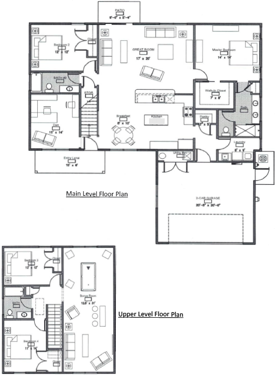 Htb Grand Oak Expanded Bonus Room Floor Plan - Floor Plan (615x756), Png Download