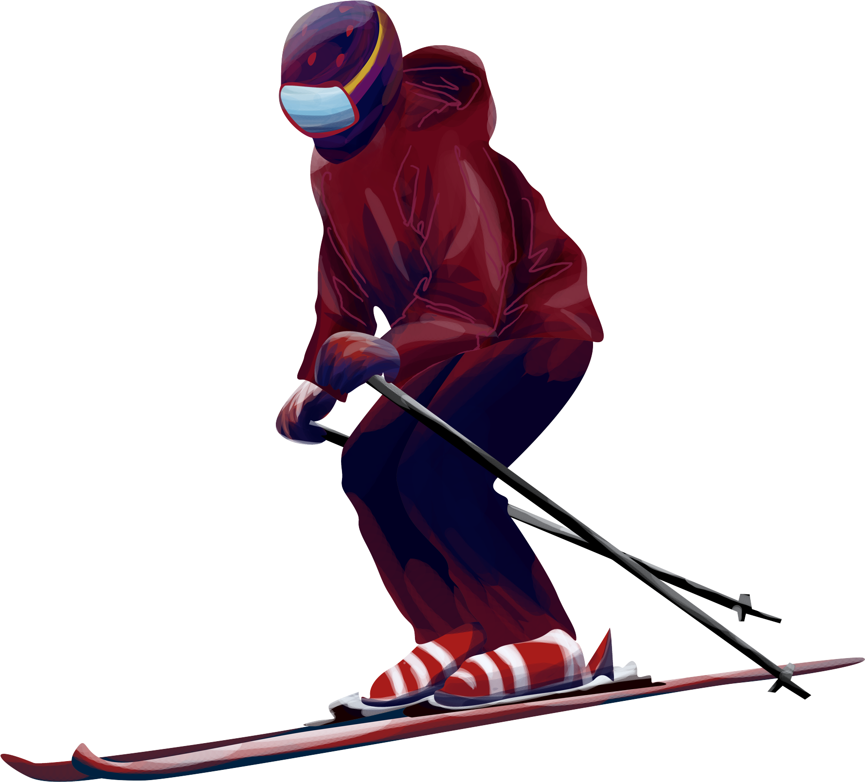 Hand Drawn Winter Ski Teenager Png And Psd - Psd (2000x2000), Png Download