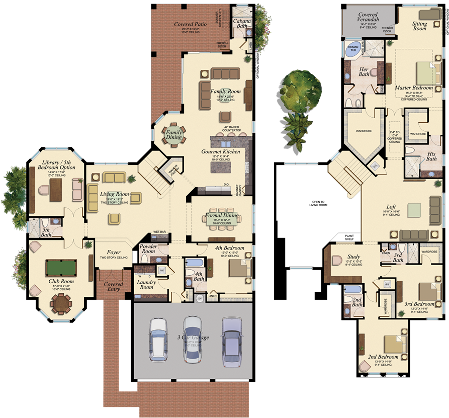 The Bassano Floorplan - Bridges Florida Homes Construction (935x944), Png Download