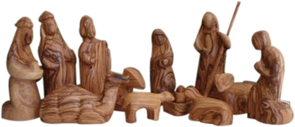 Olive Wood Nativity - Hand Carved Wooden Nativity Sets (1000x1000), Png Download