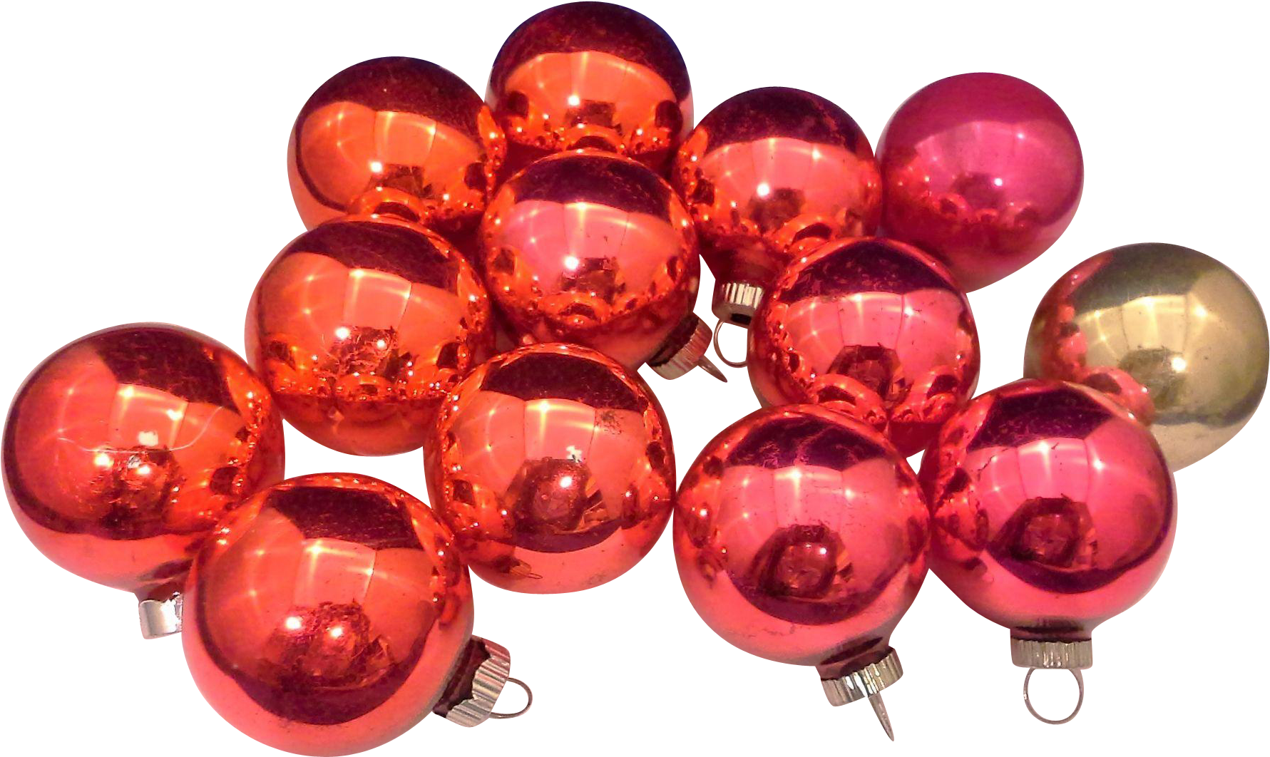 Shiny Brite Red Pink Gold Ball Blown Glass Ornaments - Sphere (1780x1780), Png Download