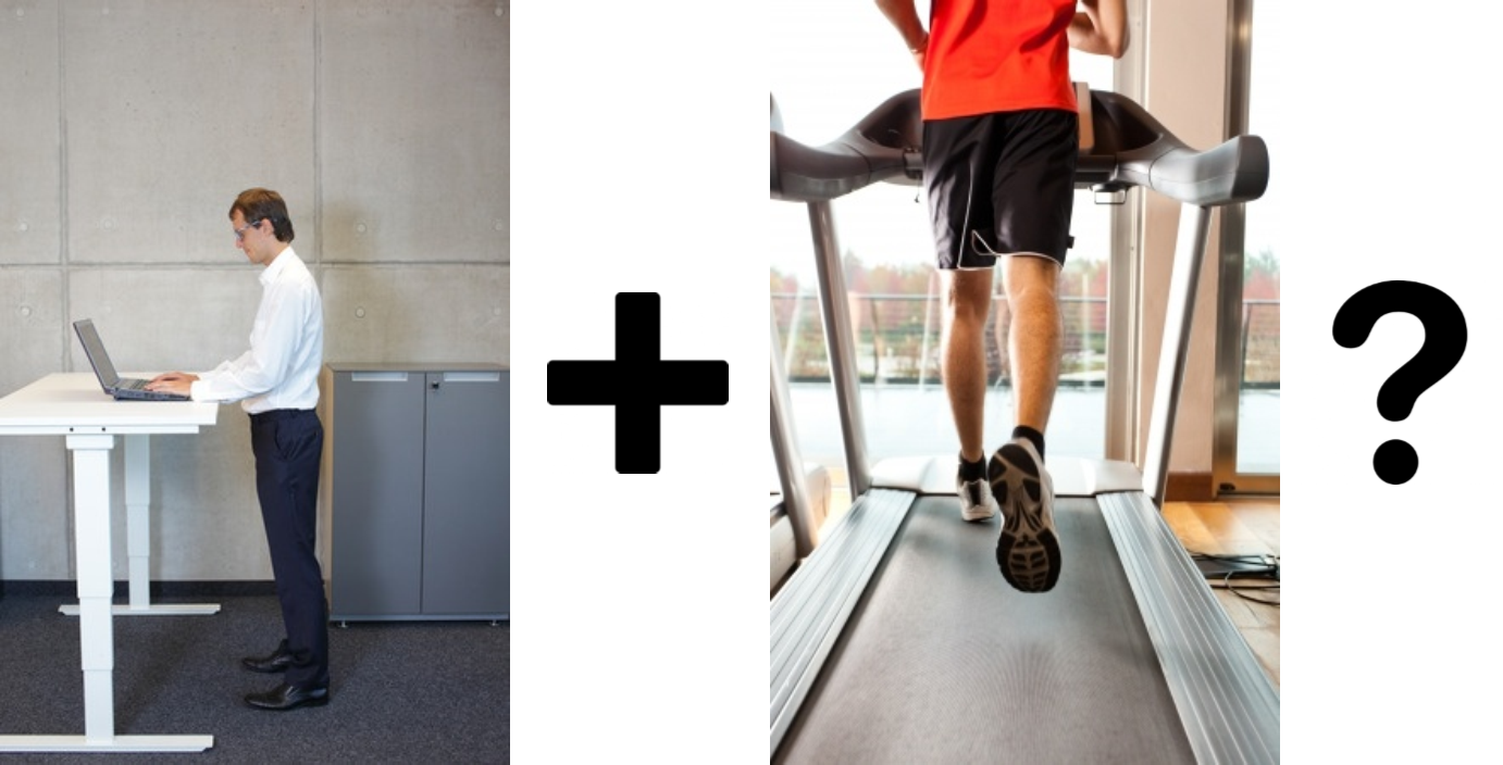 Treadmill Desk - Man Working Standing (1382x704), Png Download