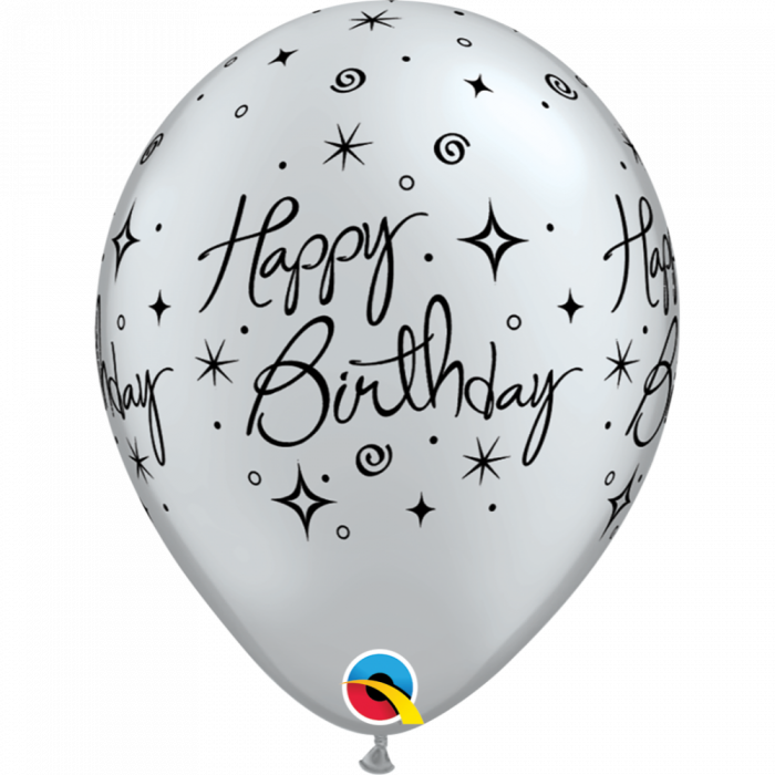 Silver Happy Birthday Balloons - Happy Birthday Latex Balloons (700x700), Png Download