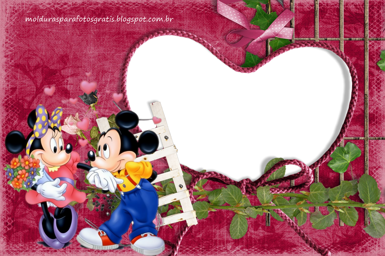 Moldura Para Fotos Mickey Amp Minnie Molduras Para - Heart (1305x870), Png Download